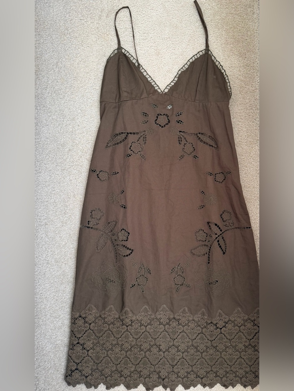 Anthropologie Embroidered Slip Dress
